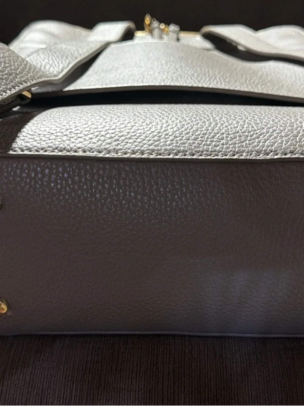 Quince Marlow Laptop Leather Backpack Tote in ‘mink’ with Gold Hardware